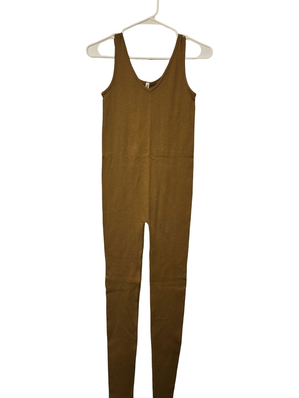 Zenana Outfitters Vneck Stretch Ribbed Sleeveless Jumpsuit In CAMEL